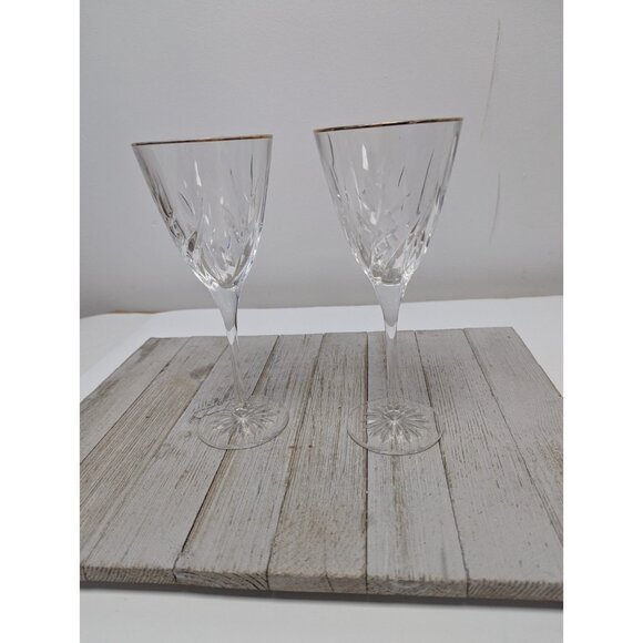 Set Of 2 Cristal D'Arques Cassandra Gold Water Tea Goblet Crystal Glasses 8 1/4" - Picture 2 of 8